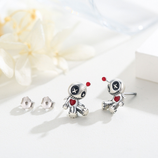 Pendientes Voodoo Dolls de plata de ley-4