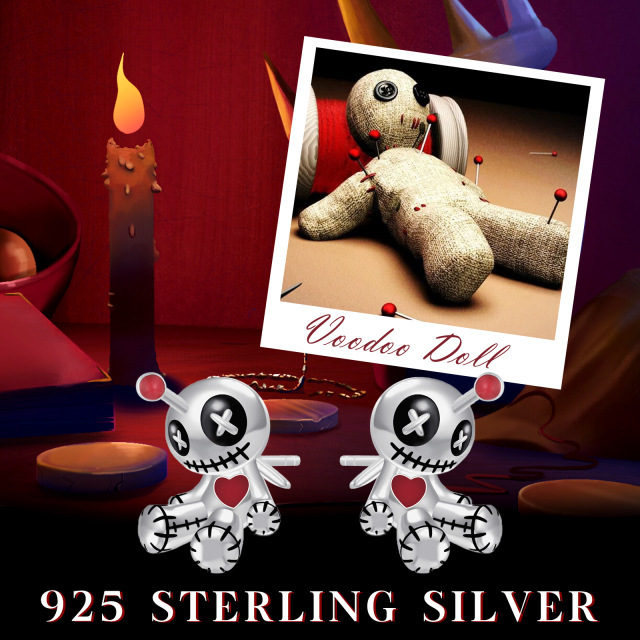 Pendientes Voodoo Dolls de plata de ley-6