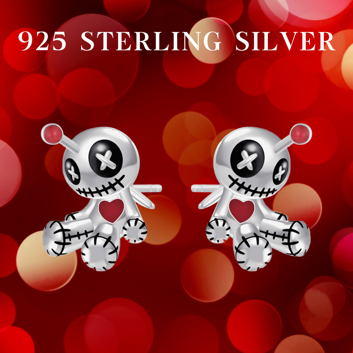 Orecchini a perno in argento sterling con bambole Voodoo-7