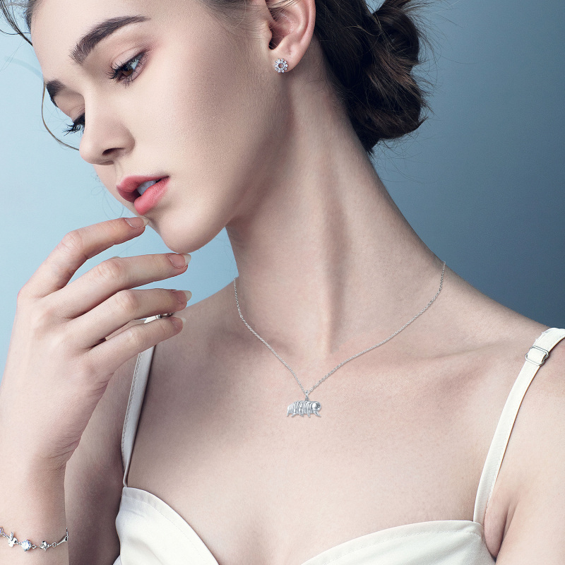 Sterling Silber Wasserbär Anhänger Halskette-2