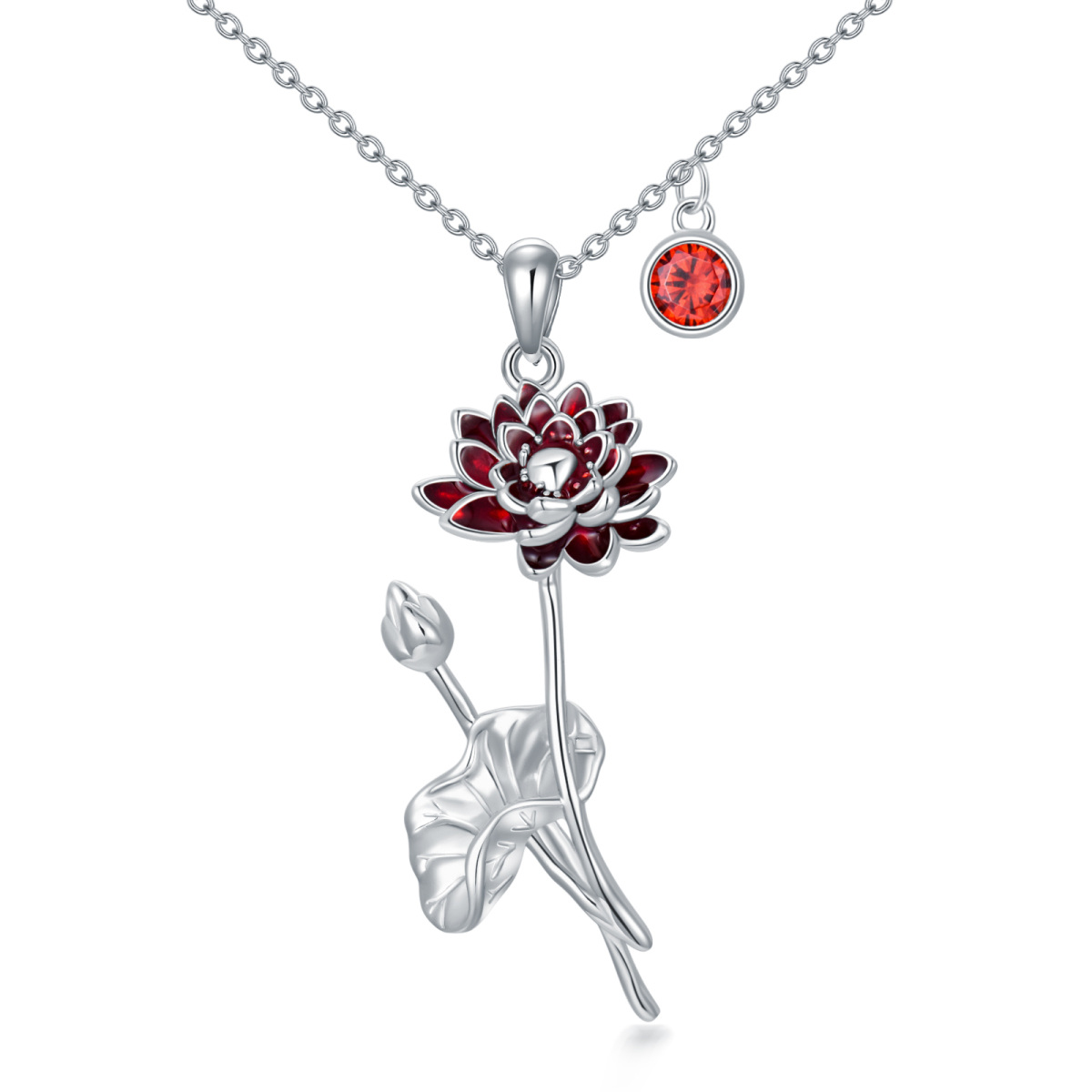 Collier en argent sterling avec pendentif nénuphar à zircon cubique-1