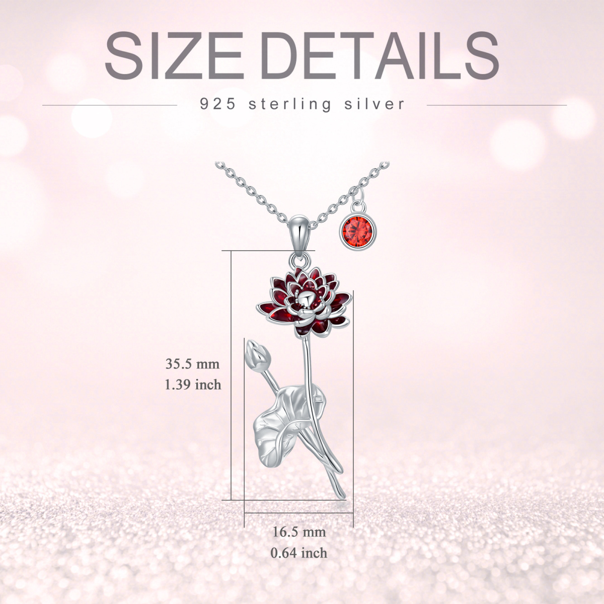 Sterling Silber Cubic Zirkonia Seerose Anhänger Halskette-3