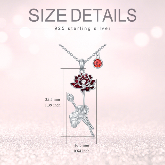 Sterling Silver Cubic Zirconia Water Lily Pendant Necklace-3