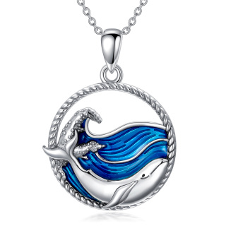 Sterling Silver Whale Pendant Necklace-5