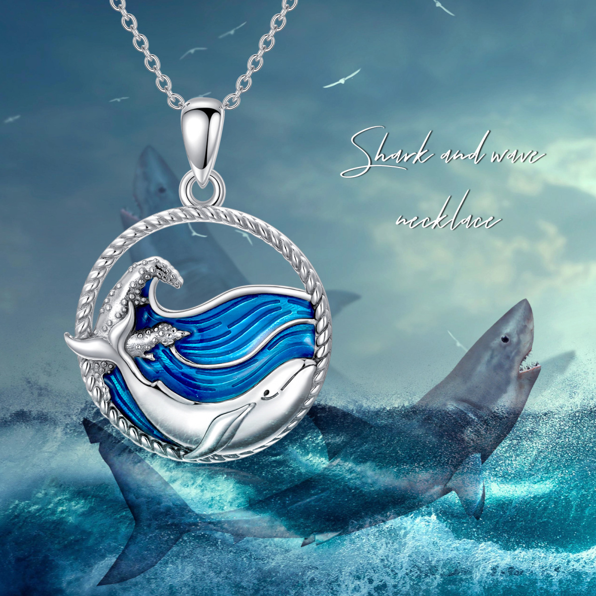 Collier pendentif baleine en argent sterling-3