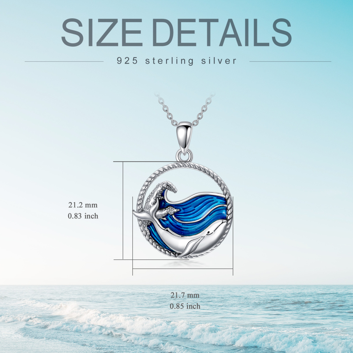 Sterling Silver Whale Pendant Necklace-6