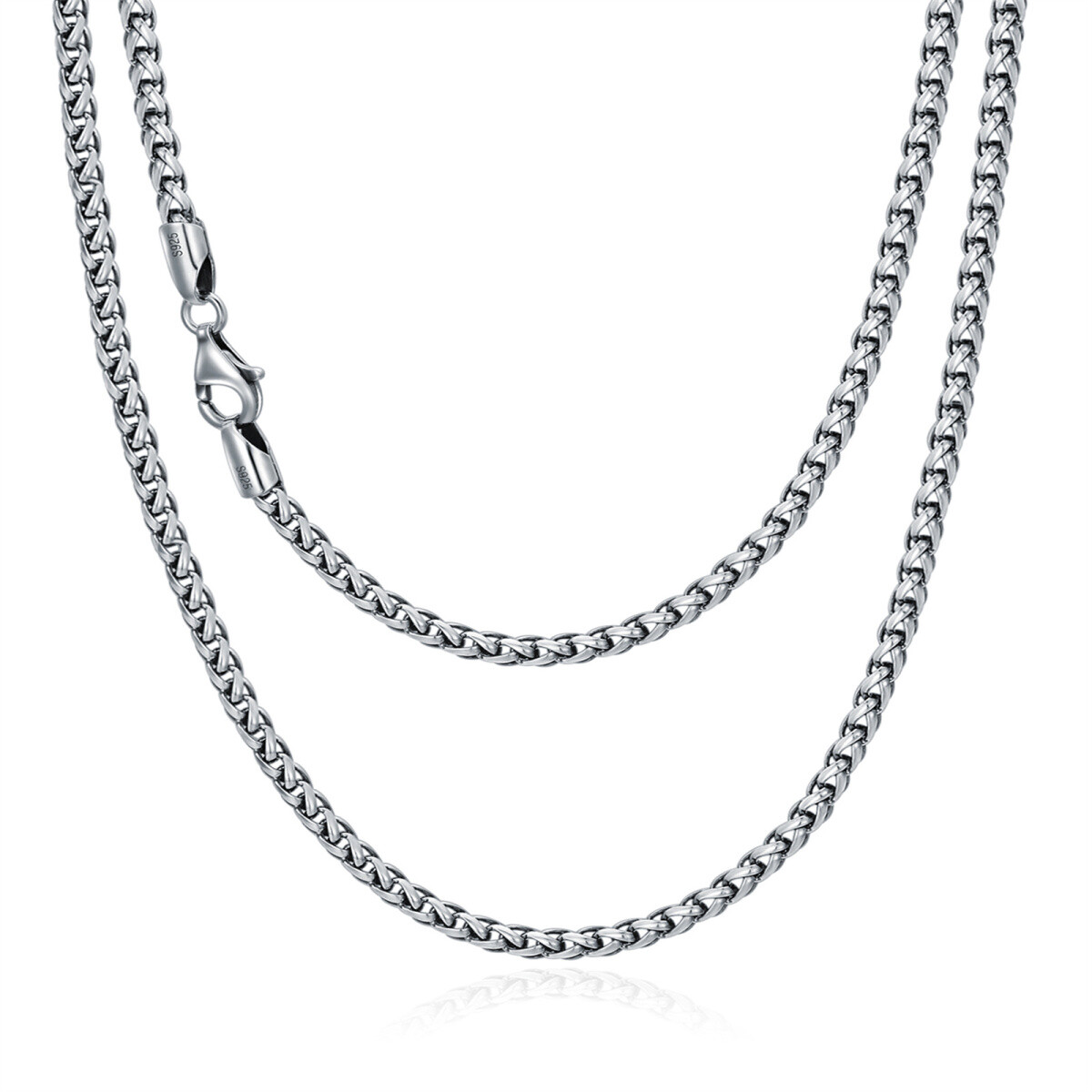 Collar de plata de ley con cadena de trigo para hombre-1