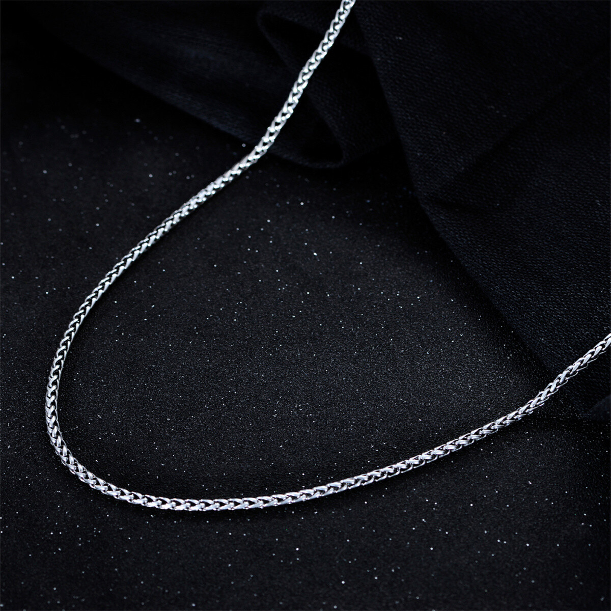 Collar de plata de ley con cadena de trigo para hombre-3