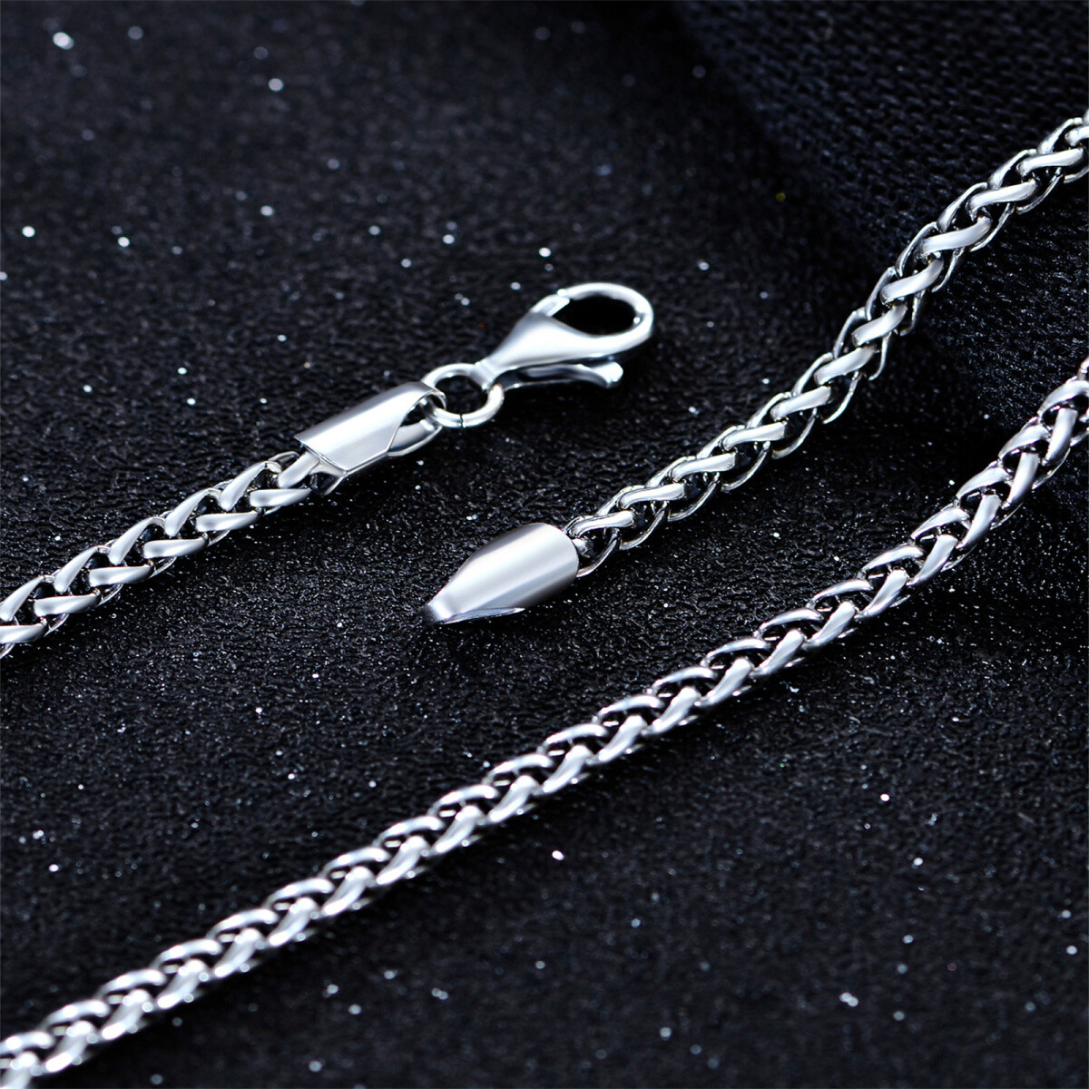 Sterling Silver Wheat Chain Necklace for Men-4