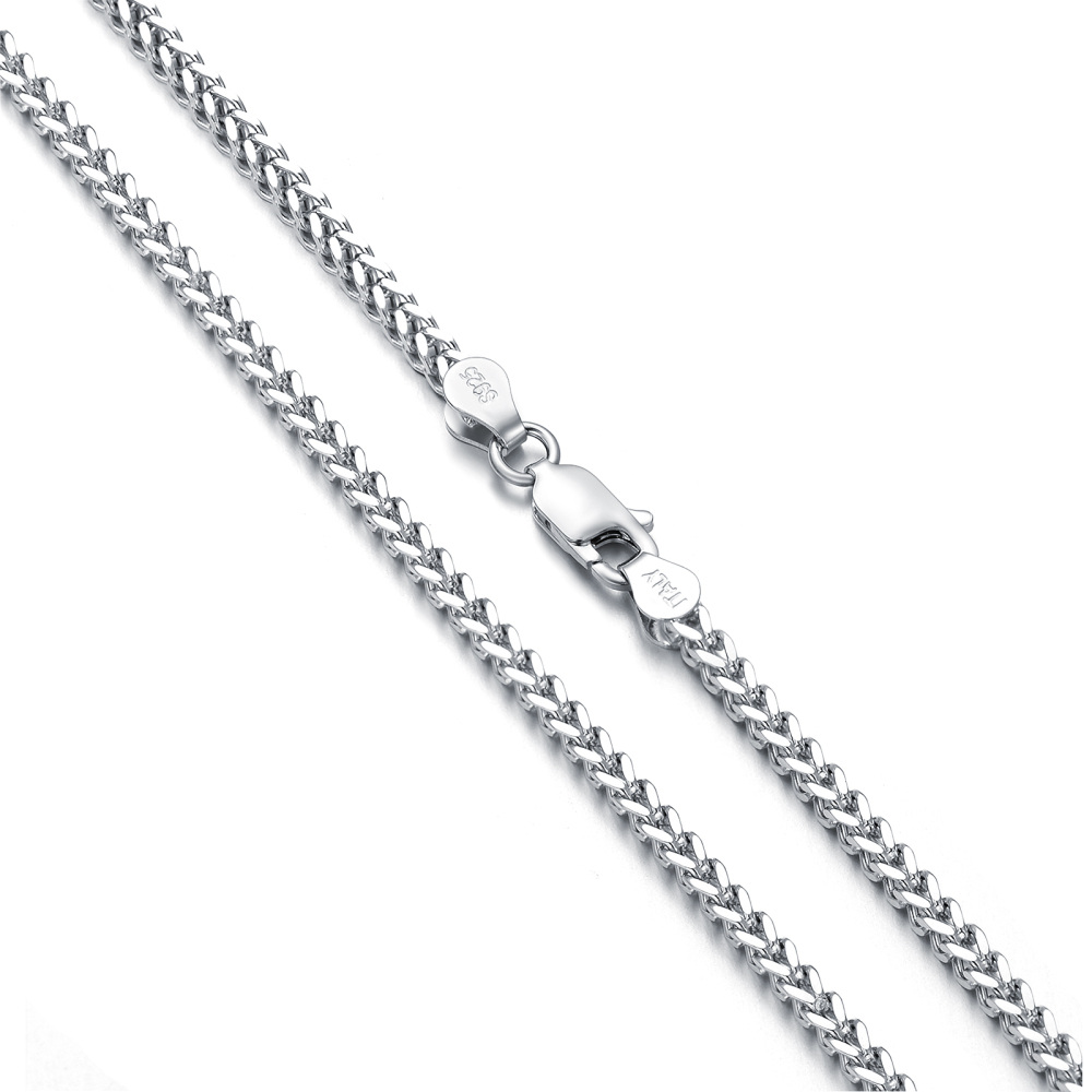Sterling Silver Wheat Chain Necklace-3