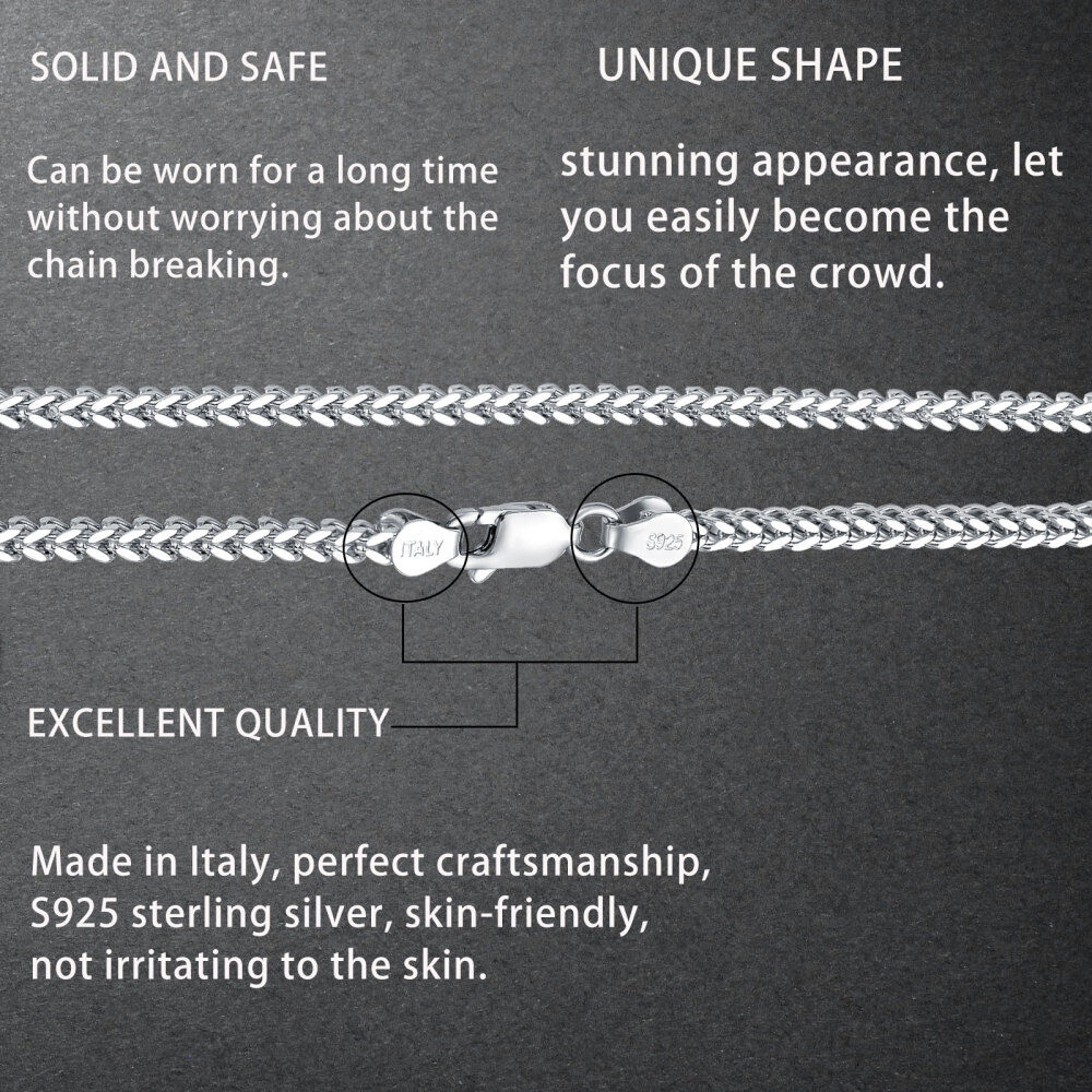 Sterling Silver Wheat Chain Necklace-6