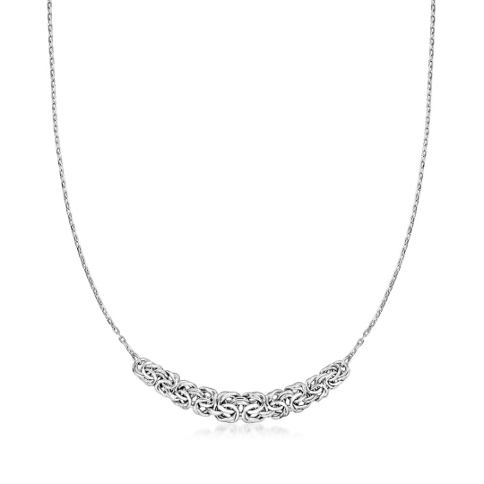 Sterling zilveren Byzantijnse ketting met verguld witgoud, 1,3 mm
