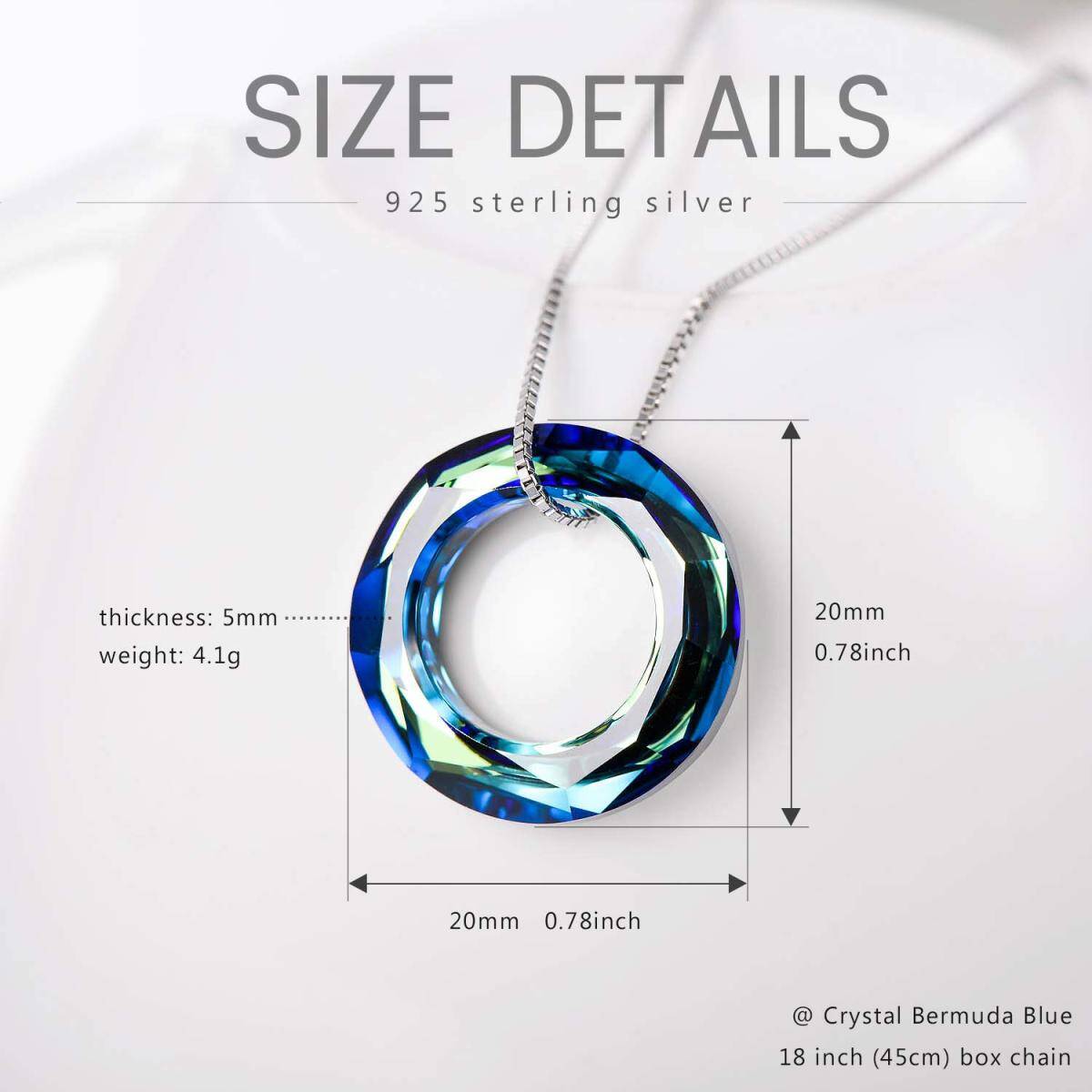 Sterling Silver With White Gold Plated Circular Crystal Pendant Necklace-4