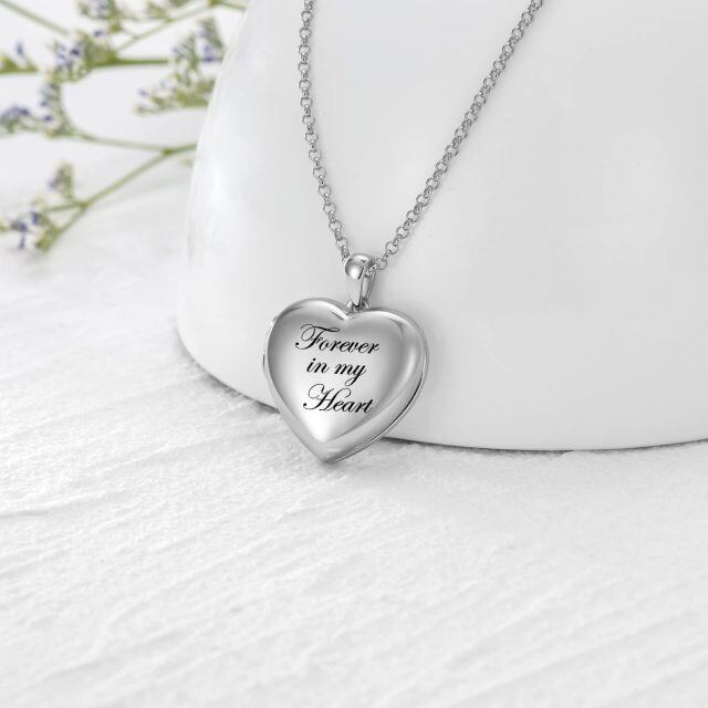 Sterling Silver with White Gold Plated Personalized Photo Locket Necklace-3