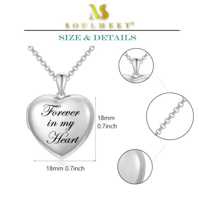 Sterling Silver with White Gold Plated Personalized Photo Locket Necklace-5