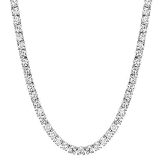 Sterling Silver with White Gold Plated Tennis Chain Necklace for Men 4mm