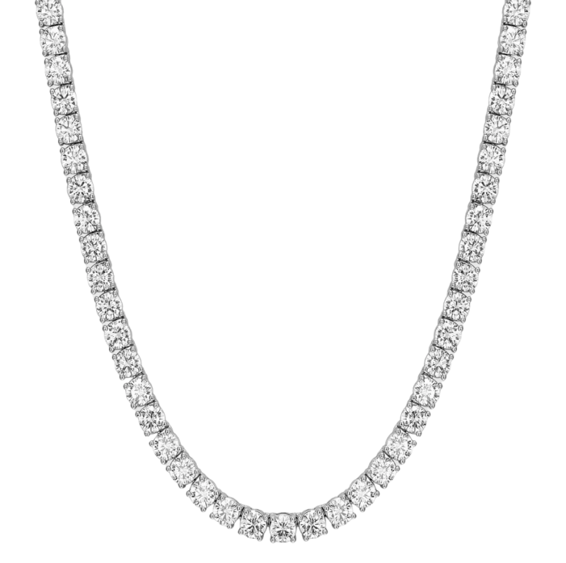 Sterling Silver with White Gold Plated Tennis Chain Necklace for Men 4mm-1