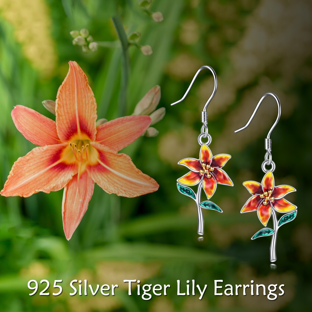 Pendientes de plata de ley Wildflowers-6