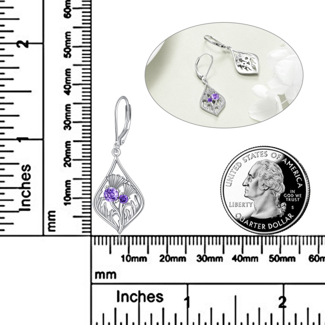 Boucles d'oreilles à levier en argent sterling avec zircon cubique et fleurs sauvages-5