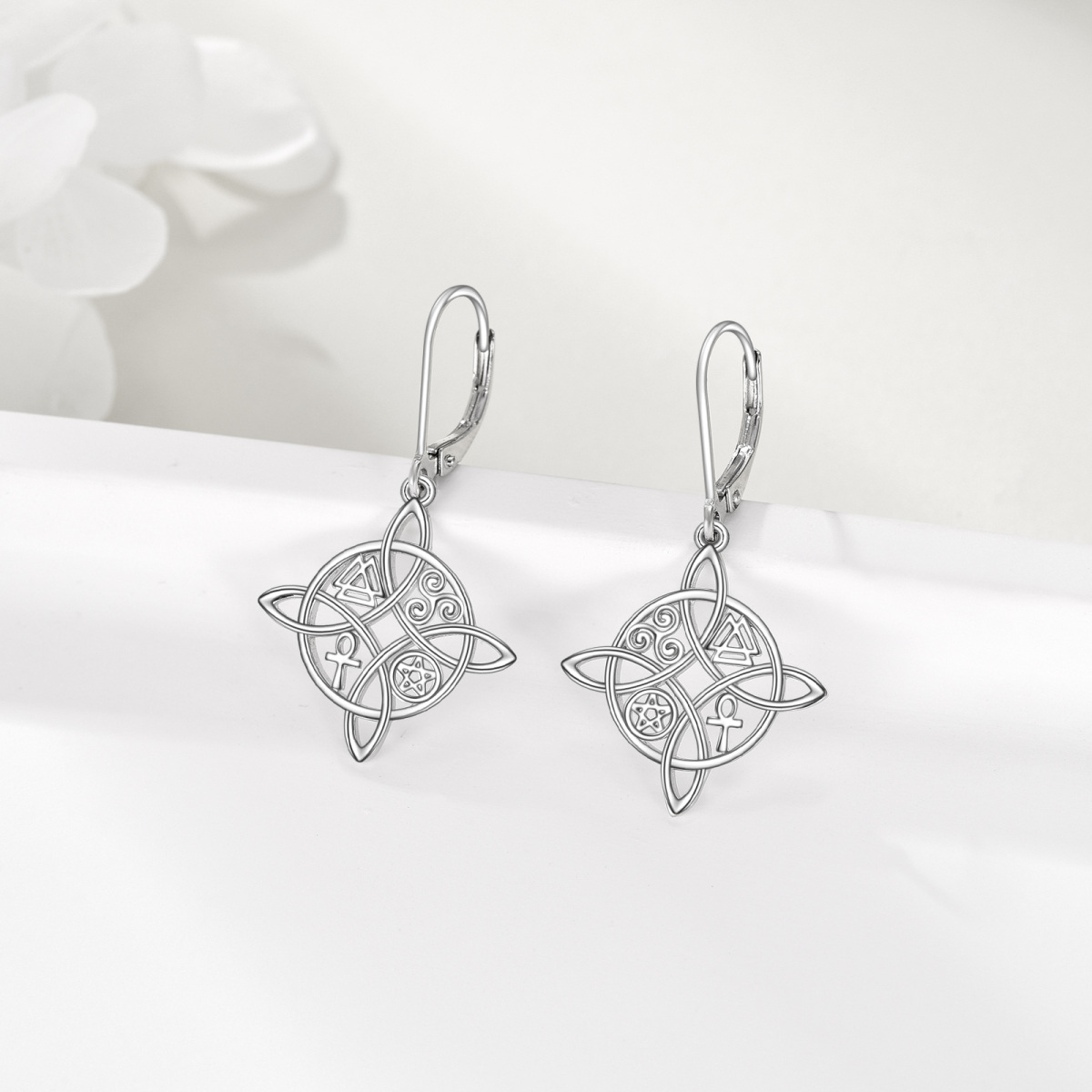 Sterling Silver Witches Knot Drop Earrings-3