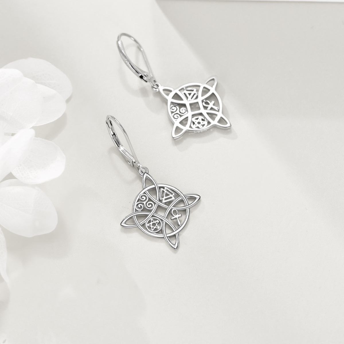 Sterling Silver Witches Knot Drop Earrings-4