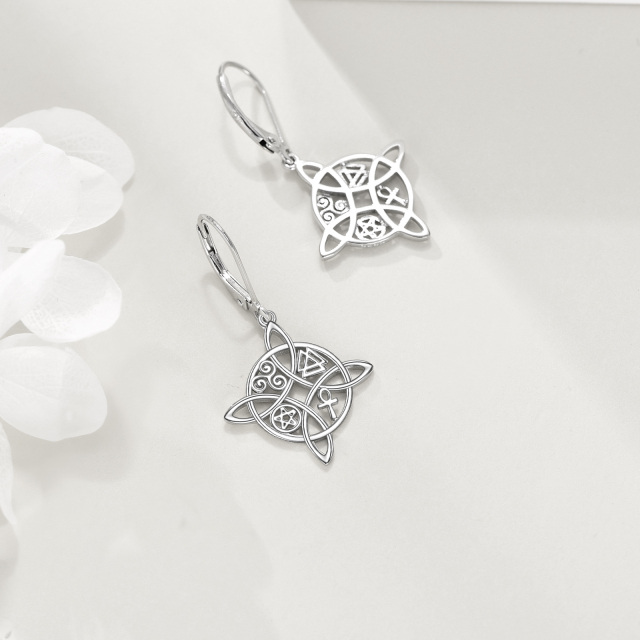 Boucles d'oreilles pendantes nœud de sorcière en argent sterling-4