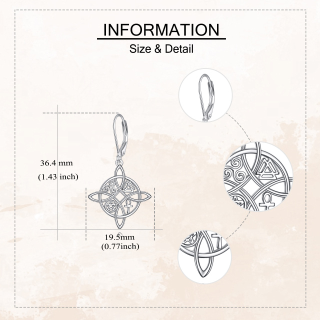 Boucles d'oreilles pendantes nœud de sorcière en argent sterling-5