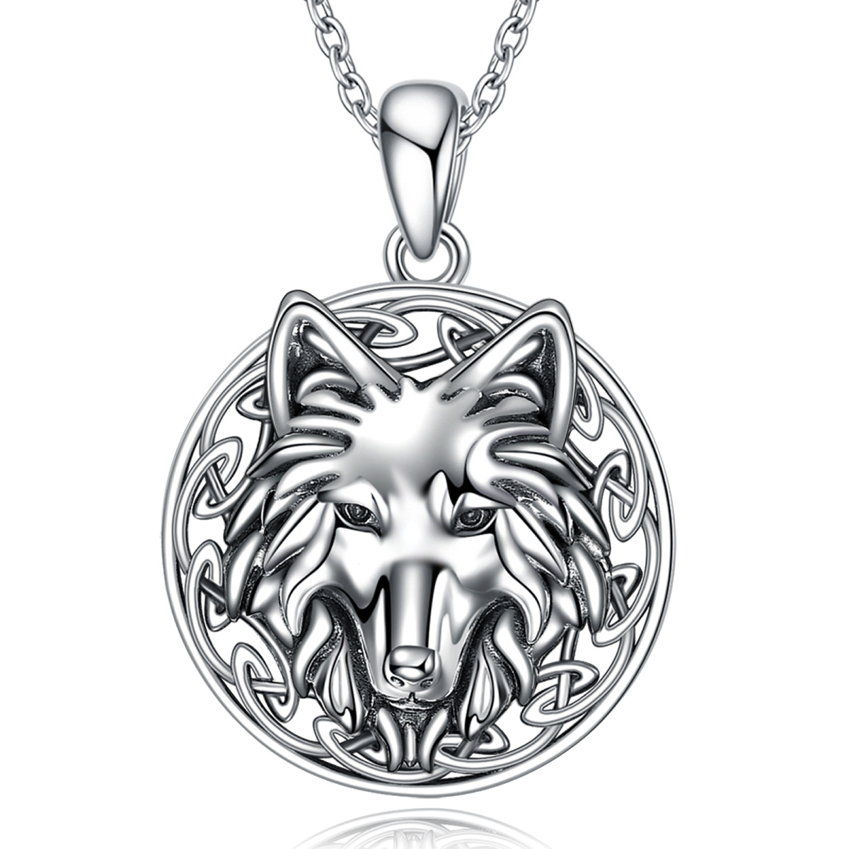 Sterling zilveren wolf amulet hanger ketting-1