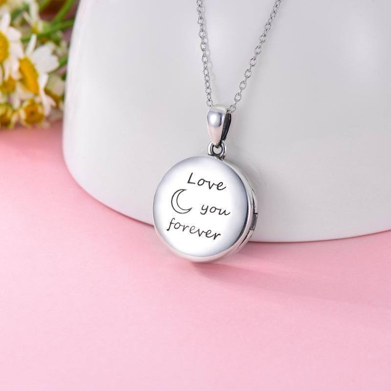 Sterling Silber Wolf & keltischen Knoten Mond personalisierte Foto Medaillon Halskette-4