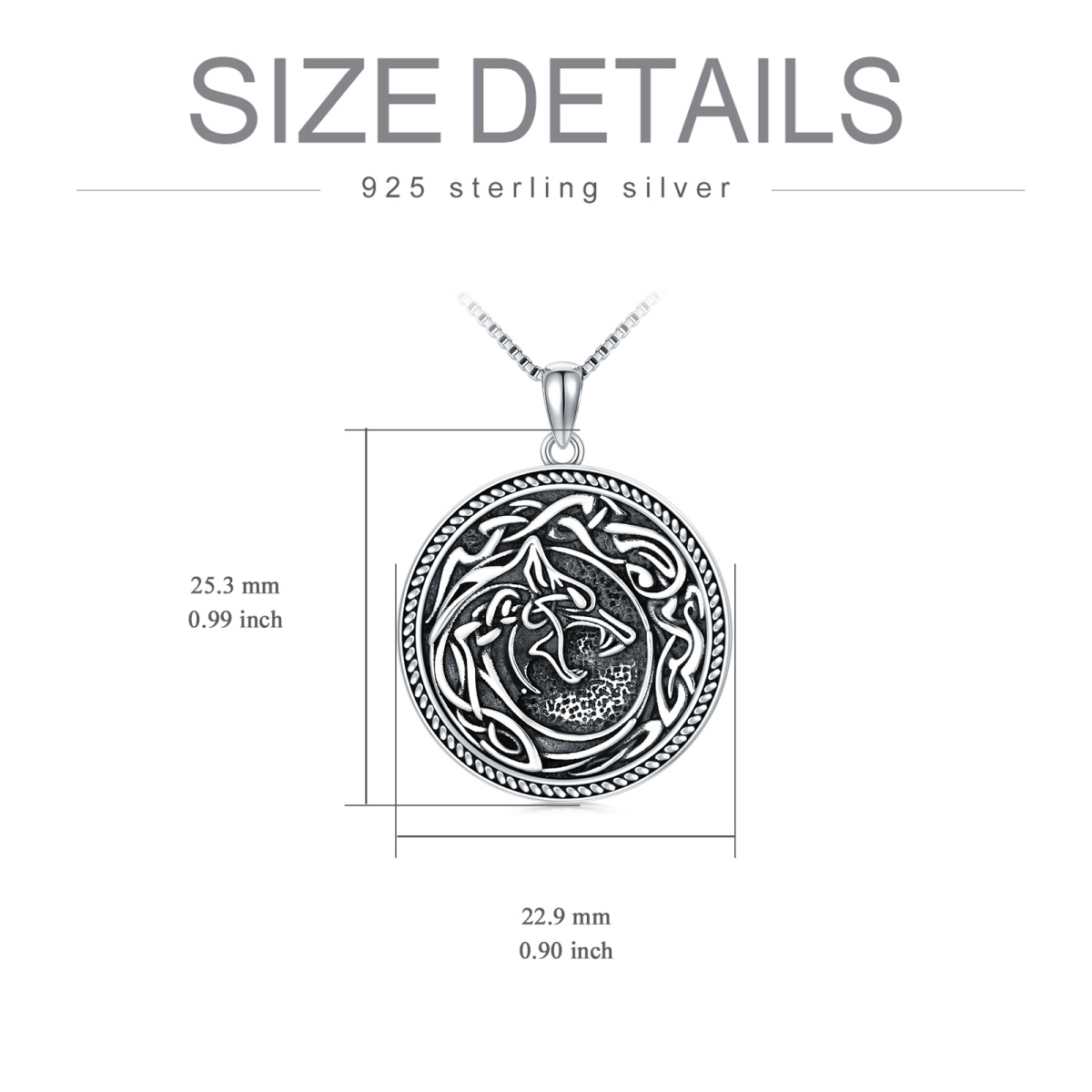 Sterling Silver Wolf & Celtic Knot Pendant Necklace-6