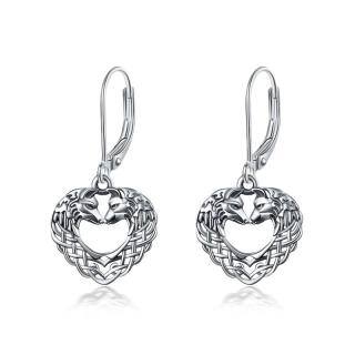 Sterling Silver Wolf Drop Earrings-55