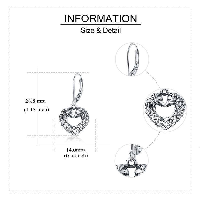 Pendientes Lobo de Plata de Ley-5