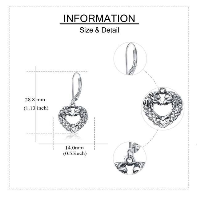 Pendientes Lobo de Plata de Ley-5