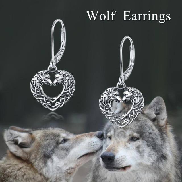 Sterling Silver Wolf Drop Earrings-6