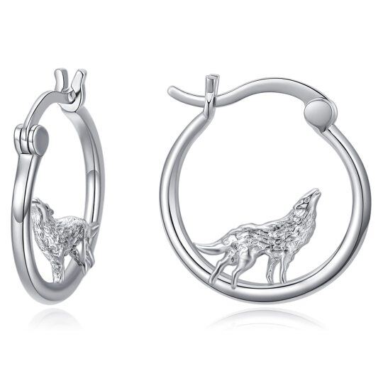 Sterling Silber Wolf Hoop-Ohrringe