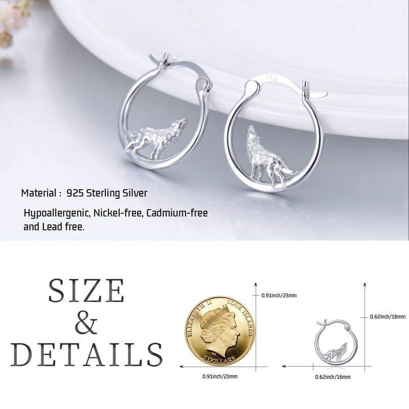 Boucles d'oreilles en argent Sterling Wolf-5