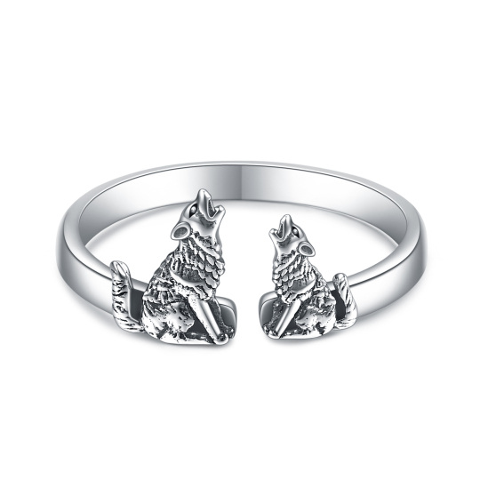 Bague ouverte en argent Sterling Wolf