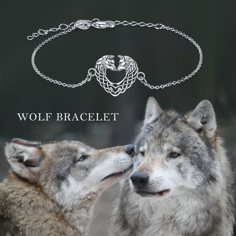 Sterling Silver Wolf Charm Bracelet-6