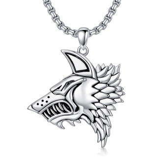 Sterling Silver Wolf Pendant Necklace for Men-23