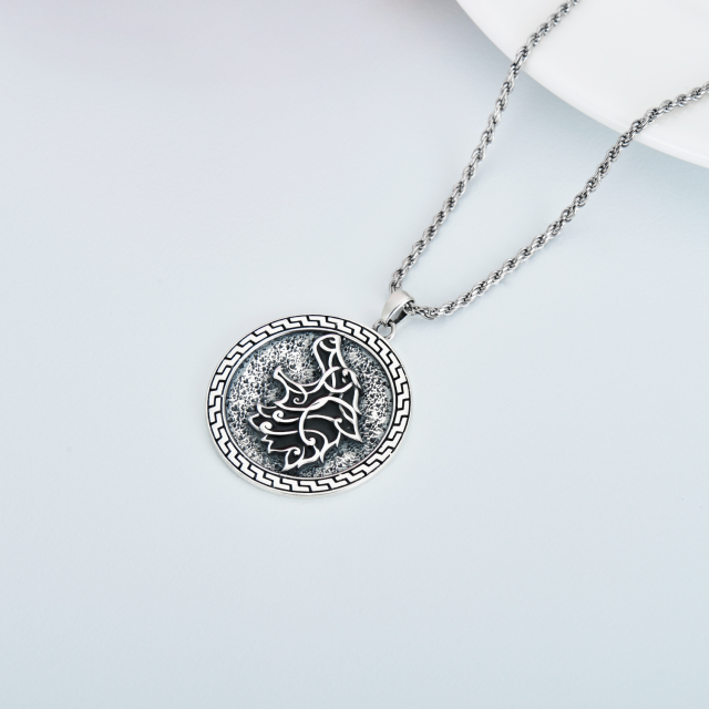 Collana con ciondolo a forma di lupo in argento sterling per uomo-5