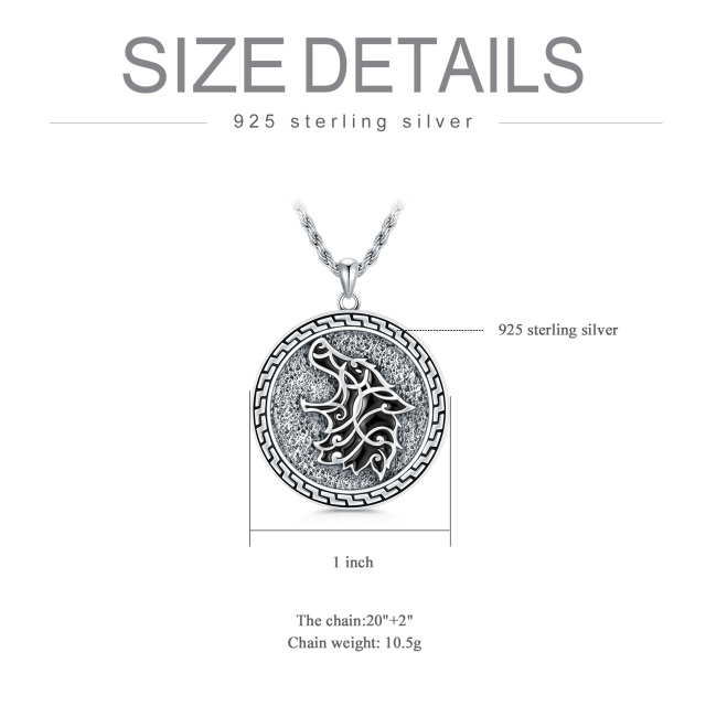 Sterling Silver Wolf Pendant Necklace for Men-6