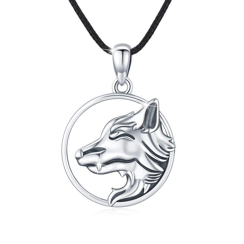 Sterling Silver Wolf Pendant Necklace-17