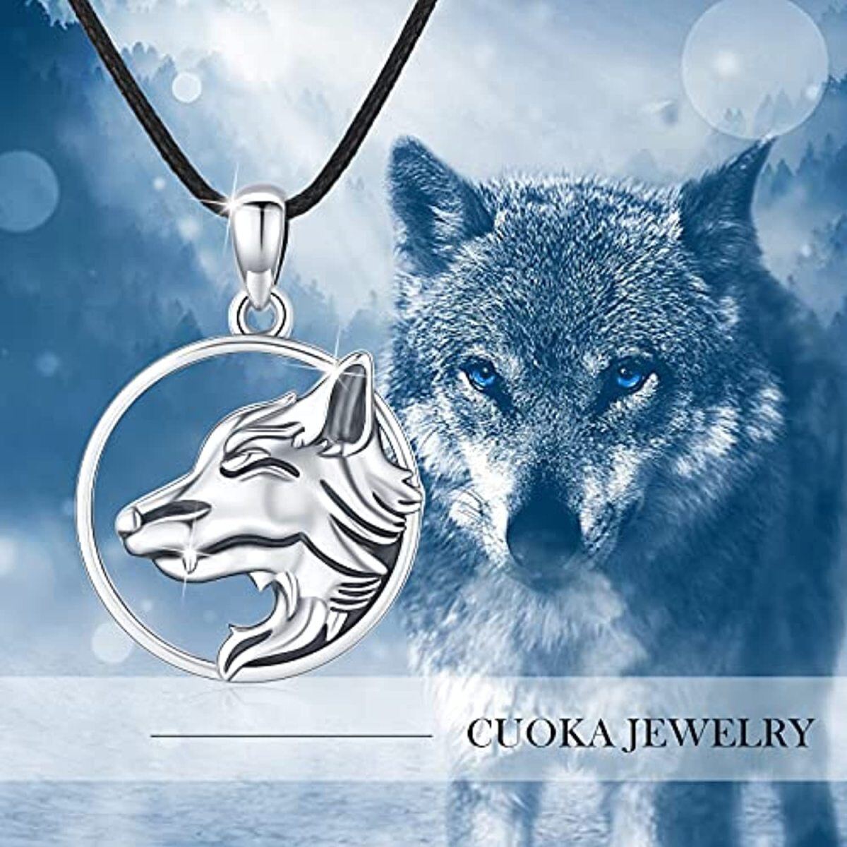 Sterling Silver Wolf Pendant Necklace-6