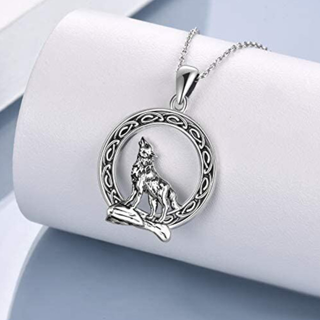 Collier pendentif loup en argent sterling -3