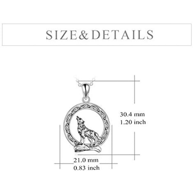 Sterling zilveren wolf hanger ketting-4