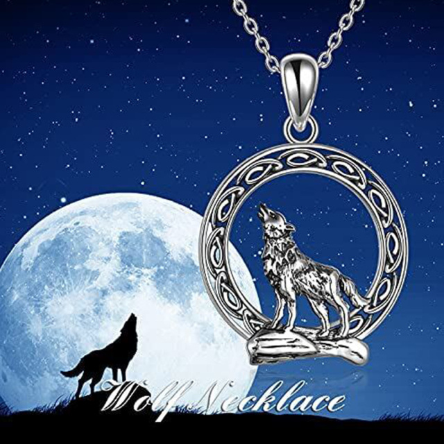 Collier pendentif loup en argent sterling -5