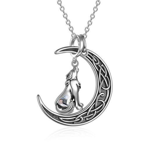 Collana con ciondolo a forma di lupo in argento sterling