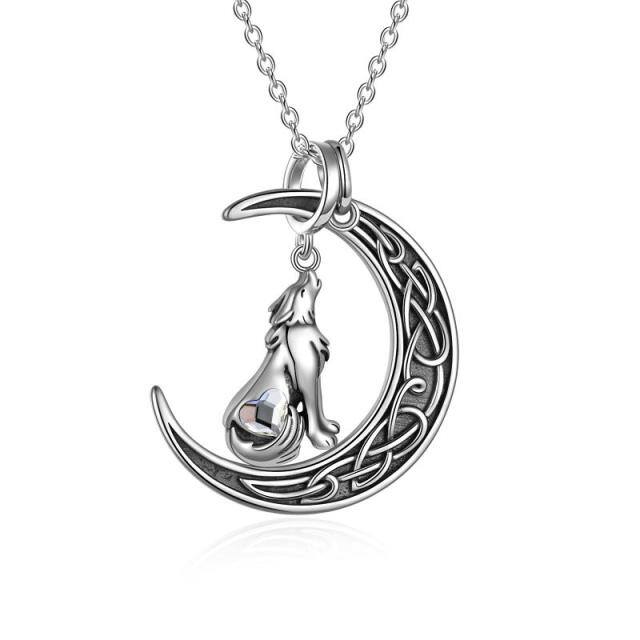 Sterling Silver Wolf Pendant Necklace-5