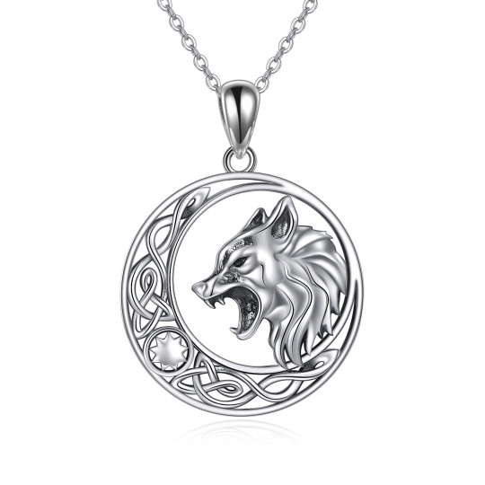 Sterling Silver Wolf Pendant Necklace