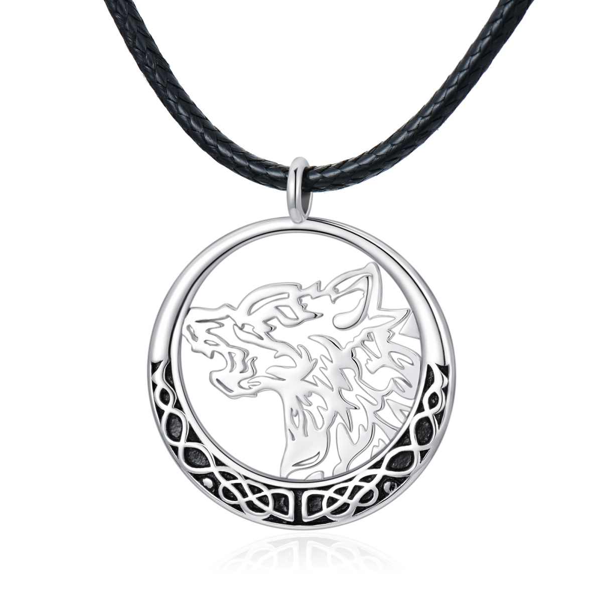 Collana con ciondolo a forma di lupo in argento sterling-1